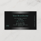 Carte De Visite Motif et monogramme Turquoise noir moderne (Dos)