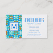 Carte De Visite Motif ethnique Turquoise (Devant)