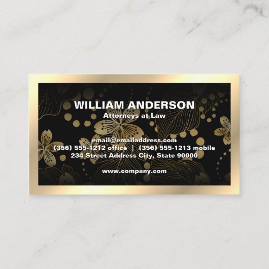 Carte De Visite Motif Feuille d'or | Code QR (Dos)