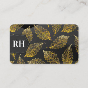 Carte De Visite Motif feuille d'or Monogramme
