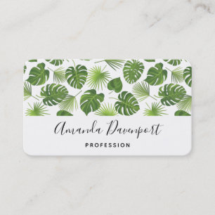 Carte De Visite Motif Feuille élégant Green Tropical