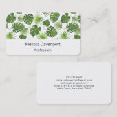 Carte De Visite Motif Feuille élégant Green Tropical (Devant / Derrière)