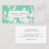 Carte De Visite Motif Feuille élégant moderne Silver & Mint Green (Devant / Derrière)