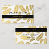 Carte De Visite Motif Feuille Faux Gold Palm (Devant / Derrière)