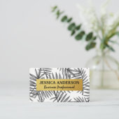 Carte De Visite Motif feuille | Métallique d'or (Debout devant)