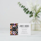 Carte De Visite Motif Flèche De Main Noire, Orange Et Rose (Debout devant)