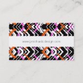 Carte De Visite Motif Flèche De Main Noire, Orange Et Rose (Dos)