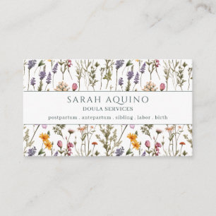 Carte de visite motif fleur sauvage rose violet Do