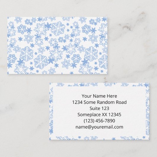 Carte De Visite Motif Flocon de Neige Bleu Clair Hiver (Devant / Derrière)