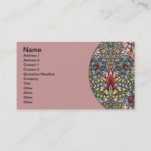 Carte De Visite Motif floral à tête de serpent de William Morris (Devant)