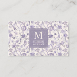 Carte De Visite Motif floral aquarelle violet lavande