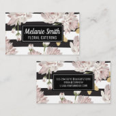 Carte De Visite Motif floral avec motif rayé (Devant / Derrière)