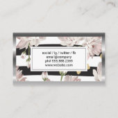 Carte De Visite Motif floral avec papillons scintillants (Dos)