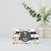 Carte De Visite Motif floral avec papillons scintillants (Debout devant)