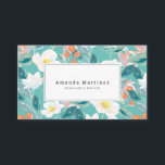 Carte De Visite Motif floral blanc Turquoise<br><div class="desc">Cet élégant carte de visite présente un arrière - plan bleu turquoise/turquoise clair avec des motifs de magnolias blancs, de feuilles verts et de baies rouges. Personnalisez-le selon vos besoins. Parfait pour les écrivains, les planificateurs d'événements, les consultants, les architectes d'intérieur, les graphistes, les coiffeurs, les maquilleurs, les enseignants, les...</div>