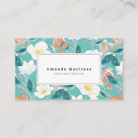 Motif floral blanc Turquoise