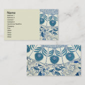 Carte De Visite Motif Floral bleu Antique Design asiatique (Devant / Derrière)