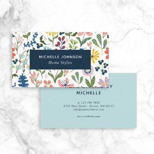 Carte De Visite Motif floral coloré fantaisiste