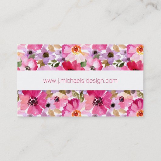 Carte De Visite Motif floral d'aquarelle d'été (Dos)