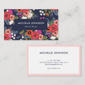 Carte De Visite Motif floral de Boho dynamique (Devant / Derrière)