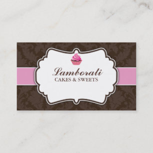 Carte De Visite Motif floral de damassé élégante de boulangerie de