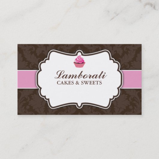 Carte De Visite Motif floral de damassé élégante de boulangerie de (Devant)