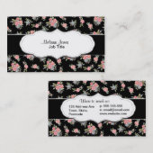 Carte De Visite Motif floral de rose de noir et de rose (Devant / Derrière)