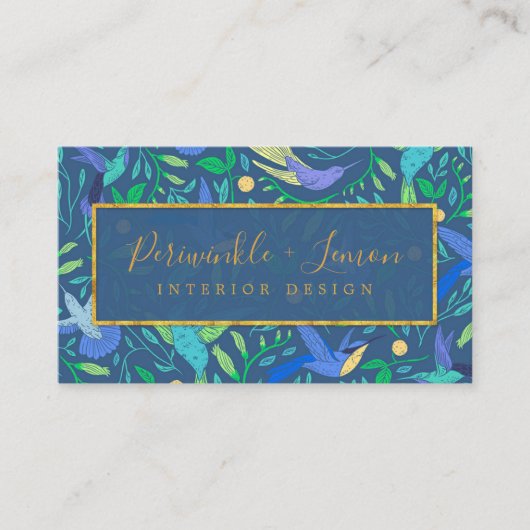Carte De Visite Motif floral d'oiseaux stylish Periwinkle (Devant)
