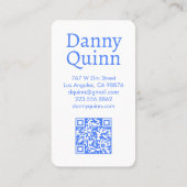 Carte De Visite Motif floral Elégant Botanique Bleu Blanc (Dos)