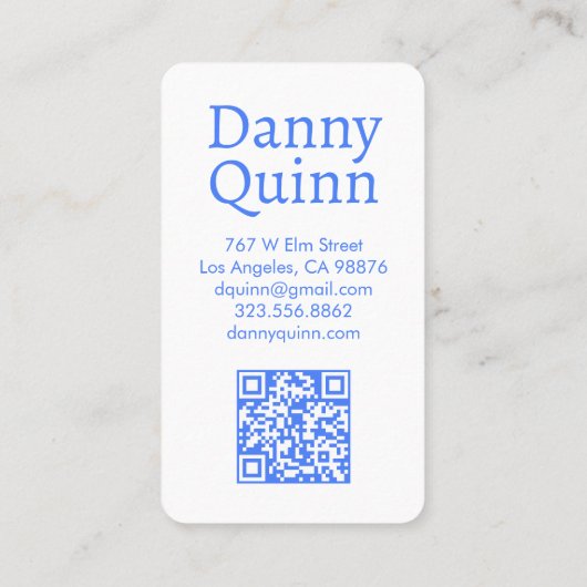 Carte De Visite Motif floral Elégant Botanique Bleu Blanc (Dos)