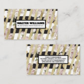 Carte De Visite Motif floral et bandes d'huile d'or (Devant / Derrière)