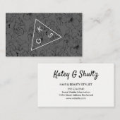 Carte De Visite Motif floral géométrique Monogramme moderne (Devant / Derrière)