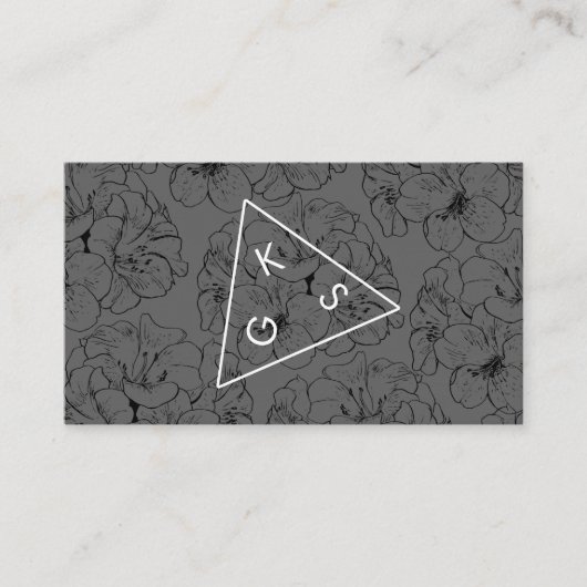 Carte De Visite Motif floral géométrique Monogramme moderne (Devant)