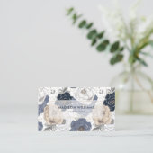 Carte De Visite Motif floral personnalisé blanc bleu rose Professi (Debout devant)