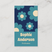 Carte De Visite Motif floral rétro bleu sarcelle moderne avec code (Devant)