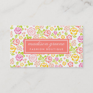 Carte De Visite Motif floral rose et de corail Girly personnalisé