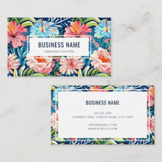 Carte De Visite Motif floral tropical Fleurs colorées