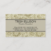 Carte De Visite Motif Floral Vert Sage Antique Damas (Dos)