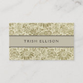 Carte De Visite Motif Floral Vert Sage Antique Damas (Devant)