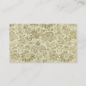 Carte De Visite Motif Floral Vert Sage Antique Damas (Dos)