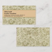 Carte De Visite Motif Floral Vert Sage Antique Damas (Devant / Derrière)