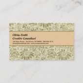 Carte De Visite Motif Floral Vert Sage Antique Damas (Devant)