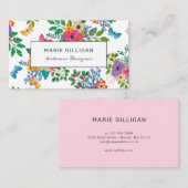 Carte De Visite Motif floral vibrant de papillons et de fleurs (Devant / Derrière)