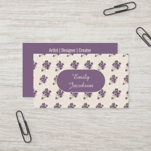 Carte De Visite Motif floral violet Art Nouveau