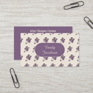 Carte De Visite Motif floral violet Art Nouveau