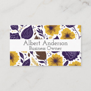 Carte De Visite Motif floral violet jaune