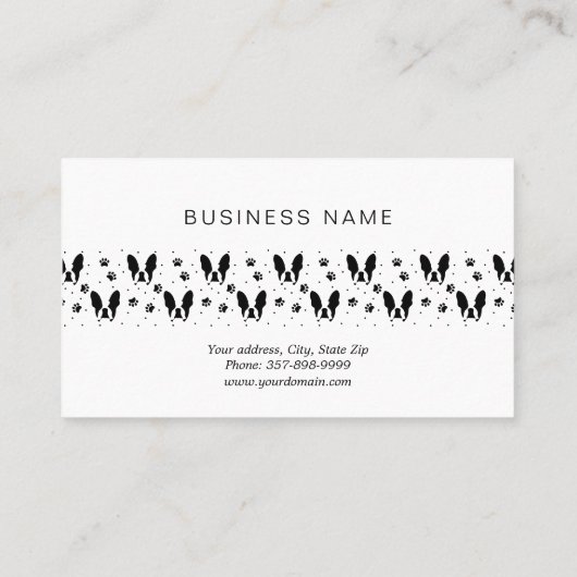 Carte De Visite Motif français de Bulldog (Dos)