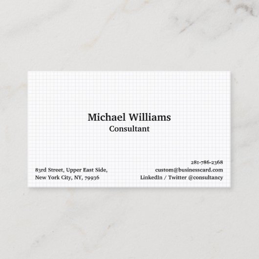 Carte De Visite Motif géométrique À damiers moderne blanc (Devant)