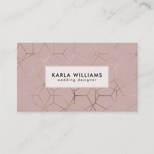 Carte De Visite Motif géométrique Argent et Tan (Devant)