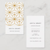 Carte De Visite Motif géométrique Art déco blanc et or (Devant / Derrière)